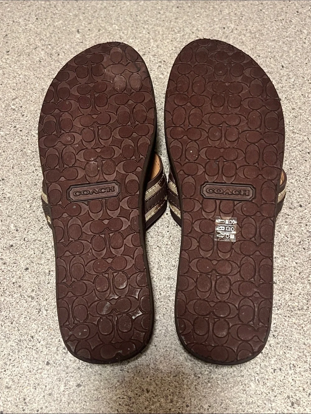Authentic Coach Jasmine 12CM/Semi Mat CLF A5287 Women's Brown/Tan Thong Sandals - Picture 4 of 8